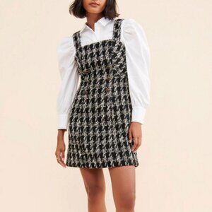 Maeve by Anthropologie Black and White Tweed All Over Mini Dress - Size 10